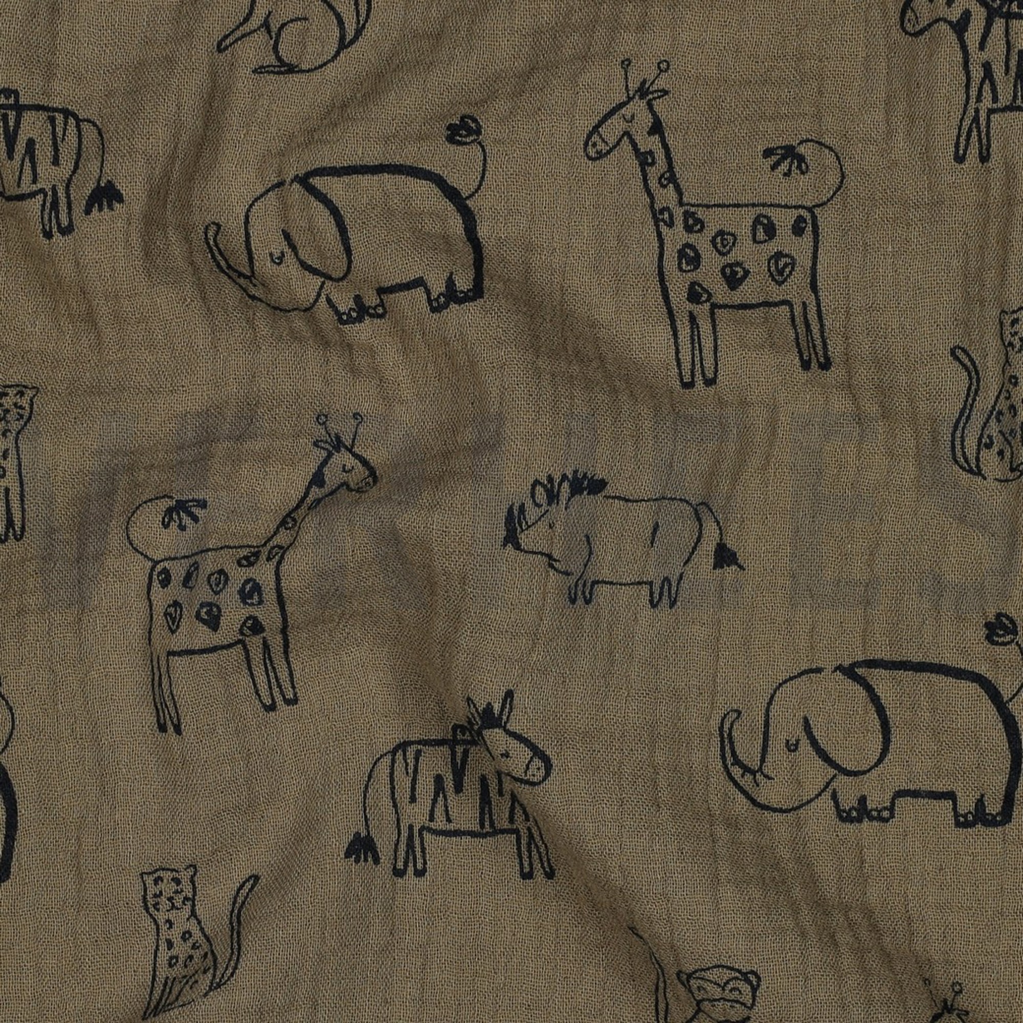 DOUBLE GAUZE SAFARI ANIMALS GREEN (high resolution) #2