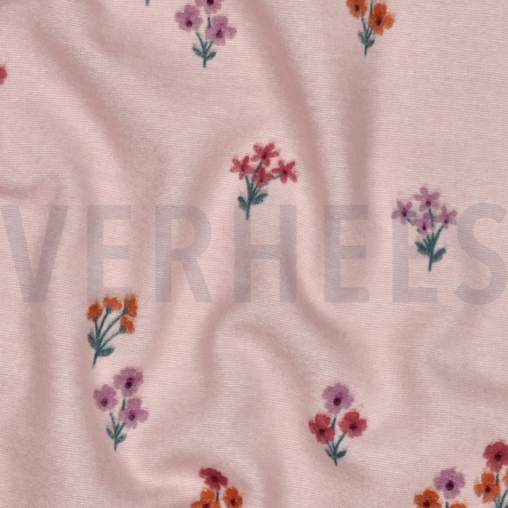 FLANELLE FLEURS ROSE CLAIR #7