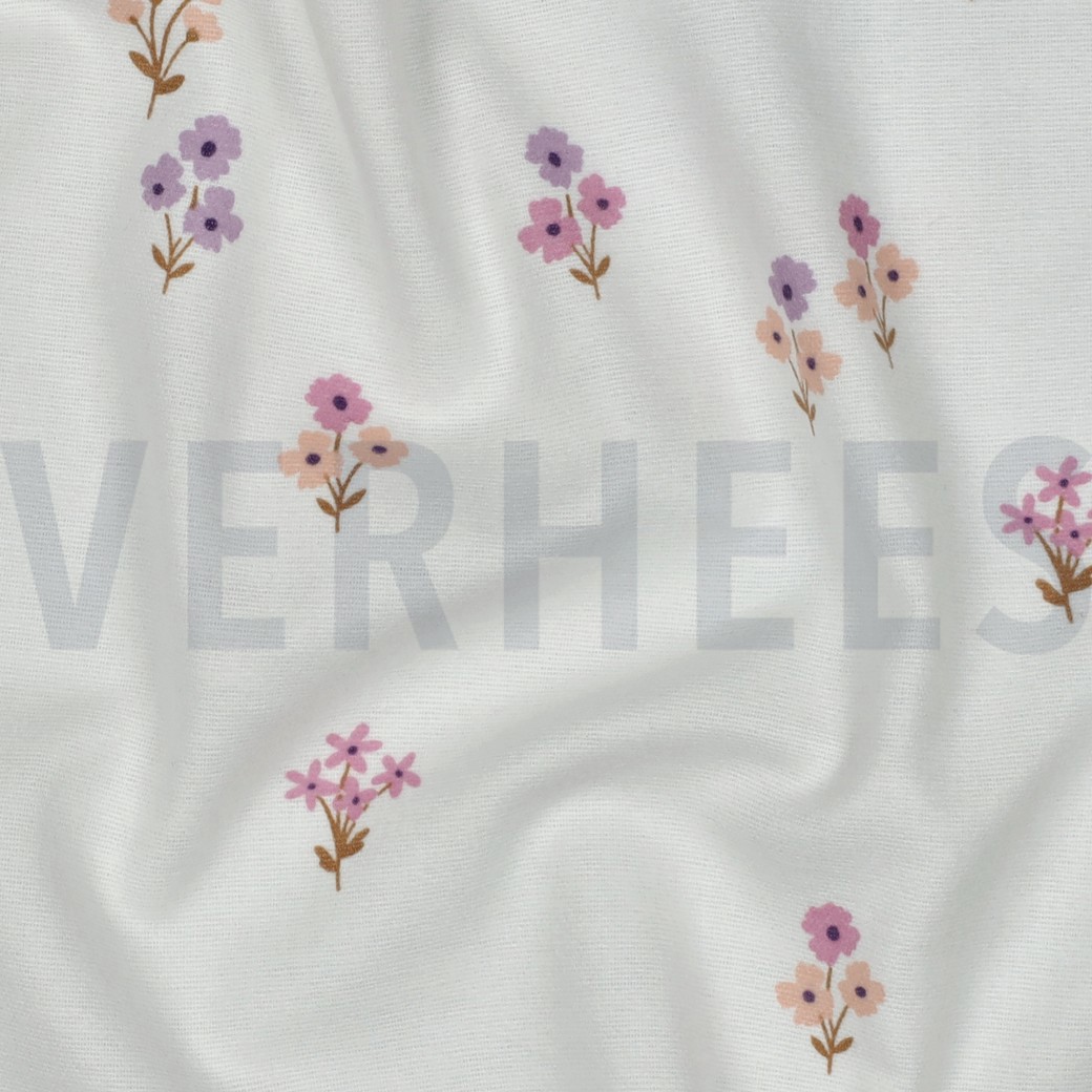 FLANELLE FLEURS BLANC #7