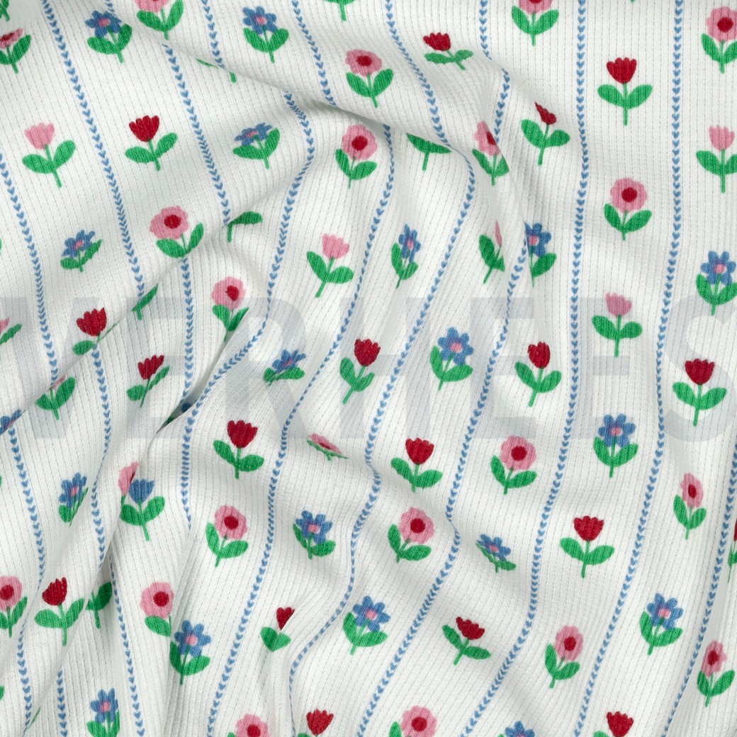 RIPPJERSEY BLUMEN WEISS #7