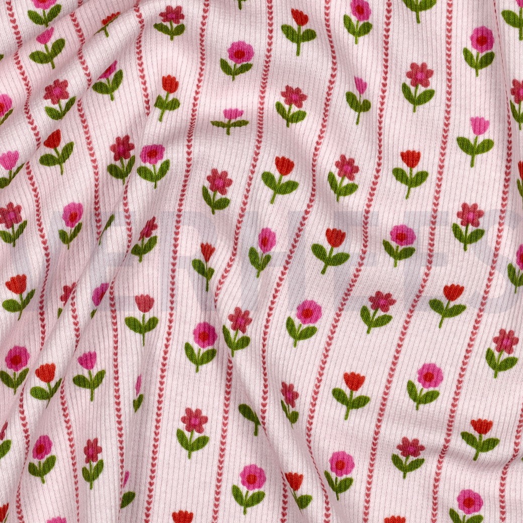 RIB JERSEY FLOWERS LIGHT PINK #7