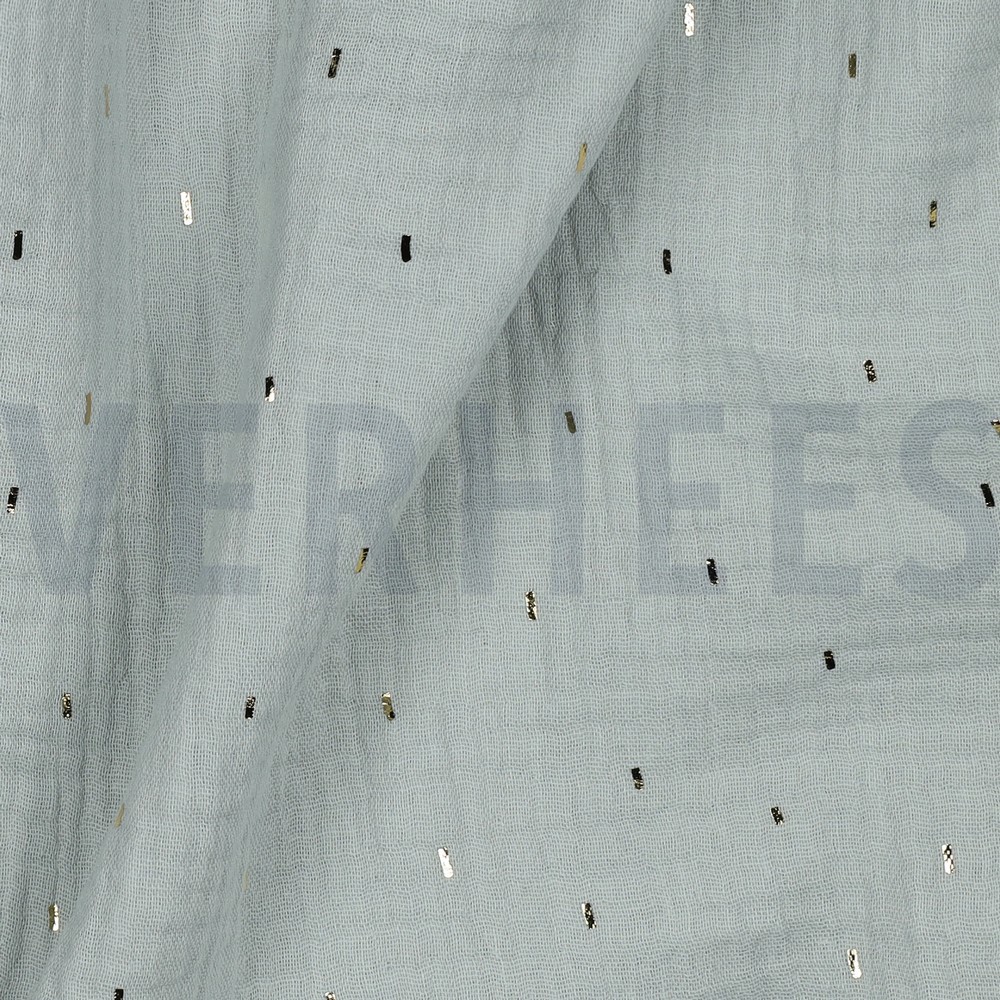 DOUBLE GAZE DE COTON FOIL RAYURES MENTHE/OR #7