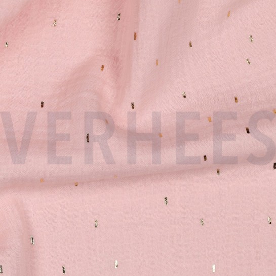 DOUBLE GAUZE FOLIE STREPEN LICHTROZE/GOUD #7