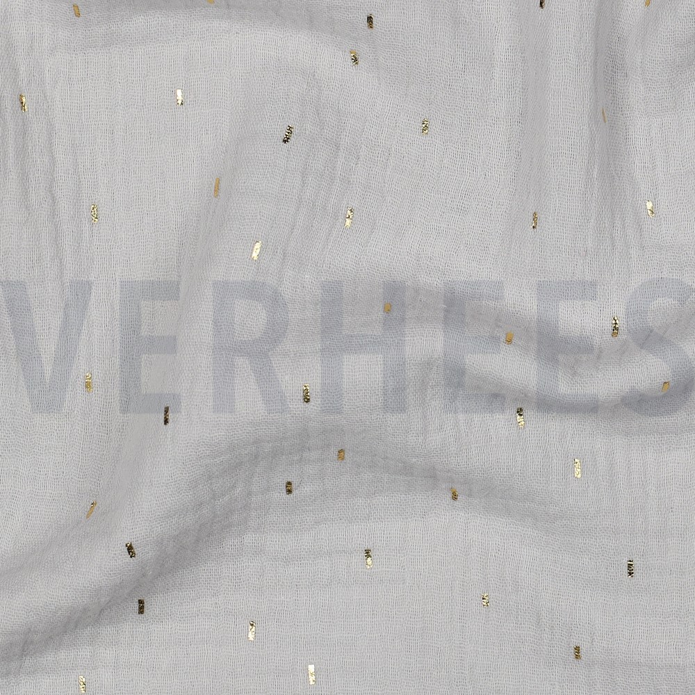 DOUBLE GAUZE FOIL STRIPES LIGHT GREY/GOLD #7