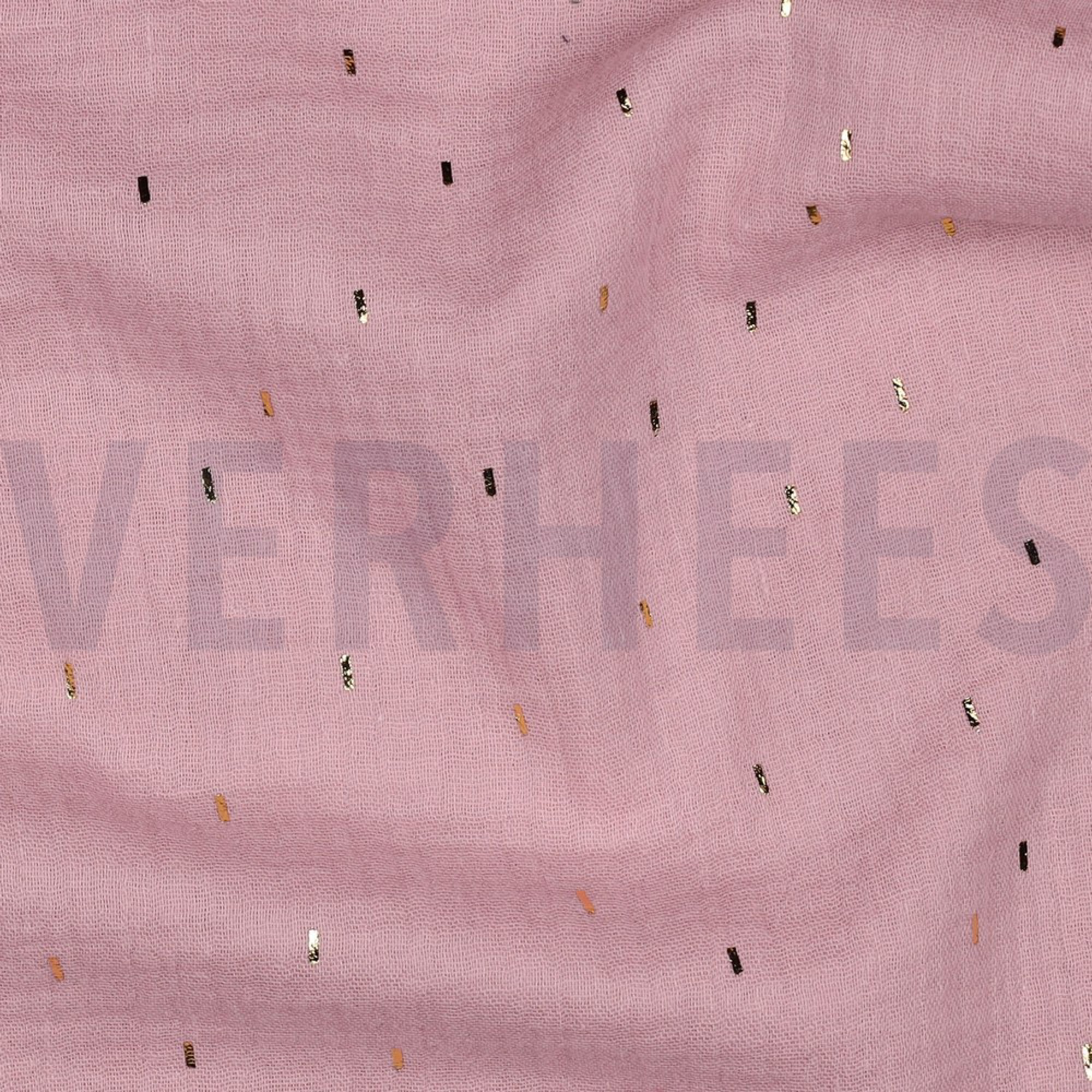 DOUBLE GAUZE FOLIE STREPEN OUDROZE/GOUD (high resolution) #2