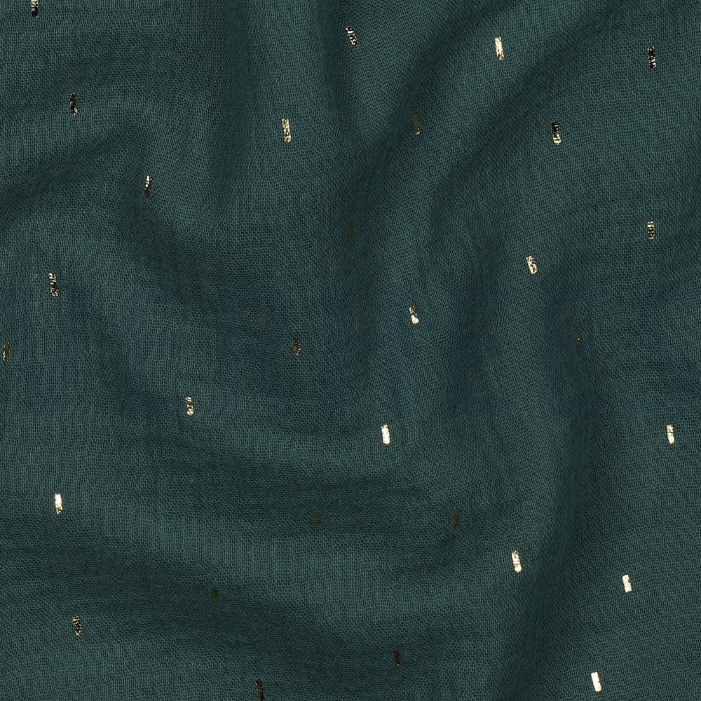 DOUBLE GAUZE FOIL STRIPES DARK GREEN/GOLD #7