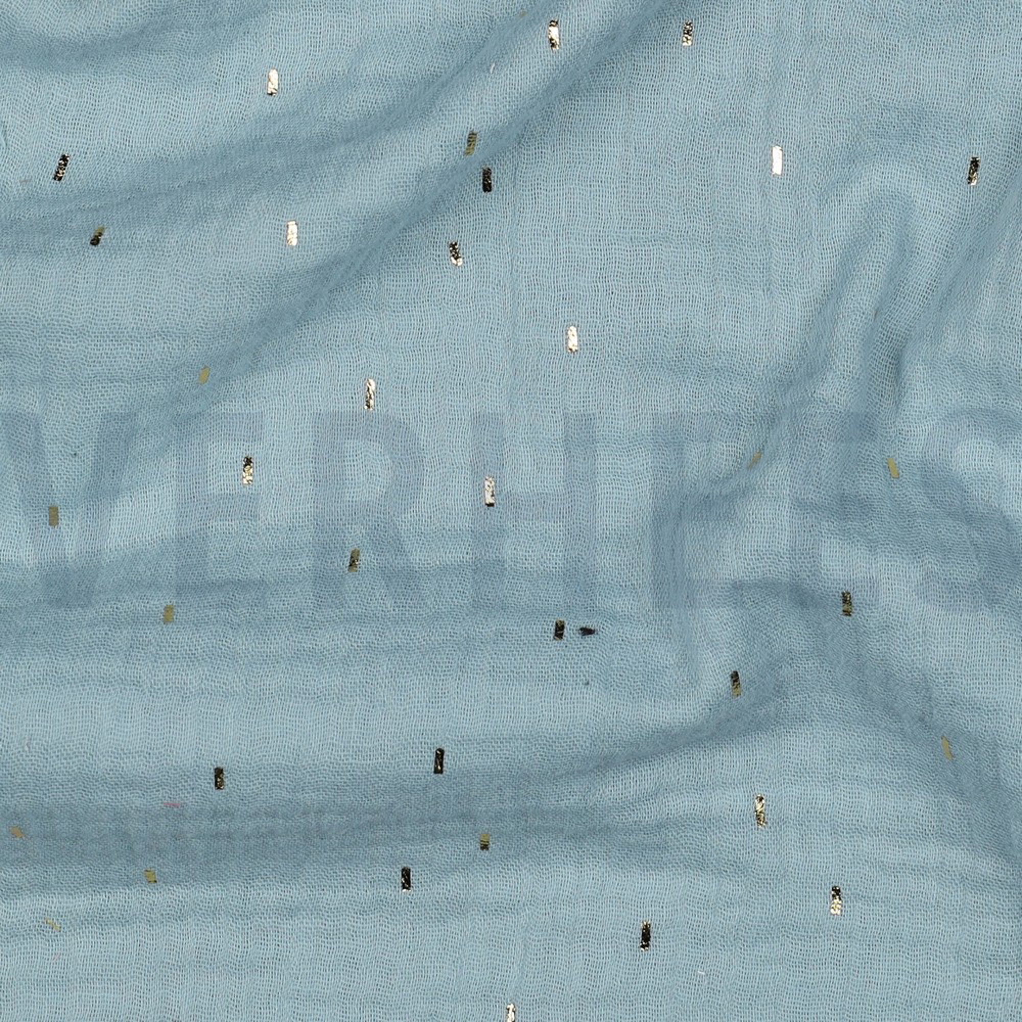 DOUBLE GAUZE FOIL STRIPES CYAN/GOLD (high resolution) #2