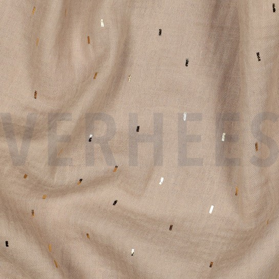 MUSSELIN FOLIE STREIFEN BEIGE/GOLD #7