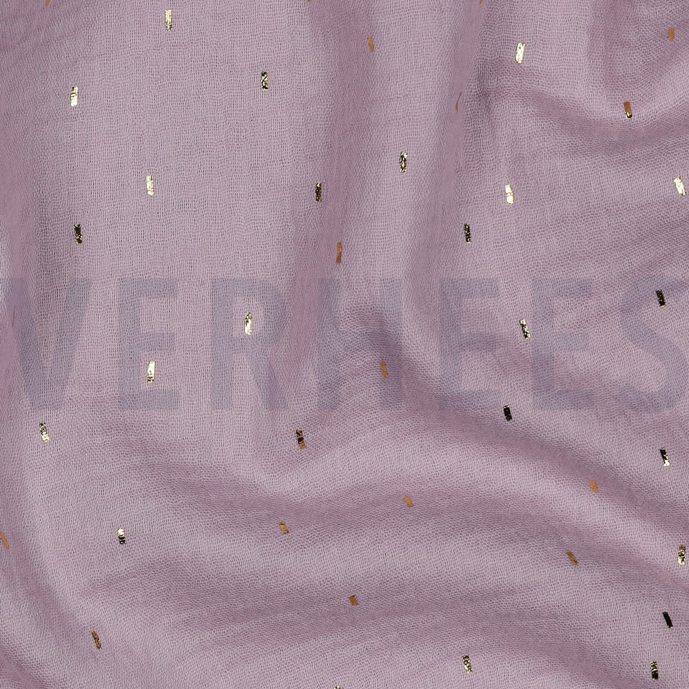 DOUBLE GAUZE FOIL STRIPES LILAC/GOLD #7
