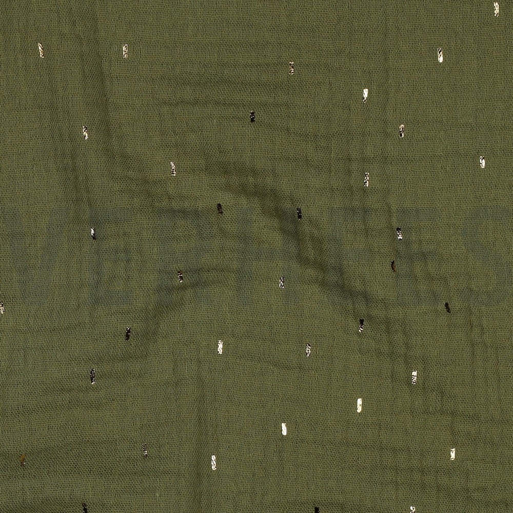DOUBLE GAUZE FOLIE STREPEN GROEN/GOUD #7