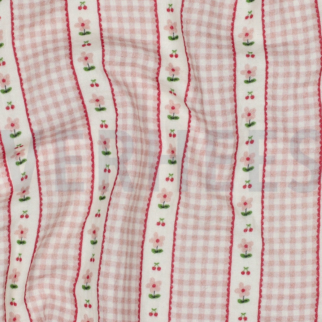 DOUBLE GAUZE DIGITAL CHECKS PINK #7