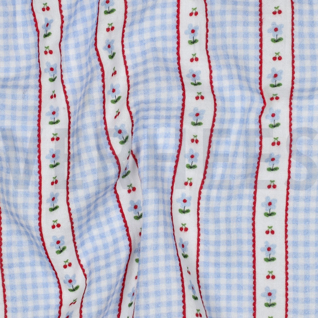 DOUBLE GAUZE DIGITAL CHECKS BLUE #7