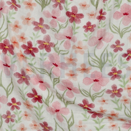 DOUBLE GAUZE DIGITAL FLOWERS PINK #7