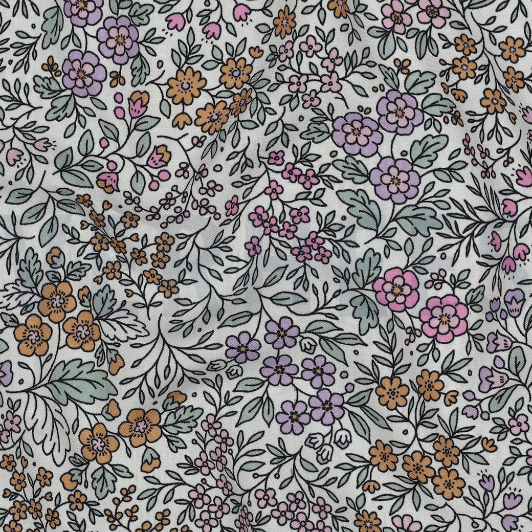 LENZING™ ECOVERO™ FLEURS BLANC CASSÉ #7