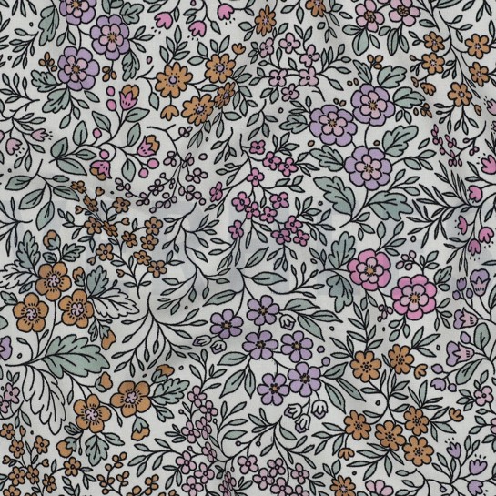 LENZING™ ECOVERO™ FLEURS BLANC CASSÉ #7