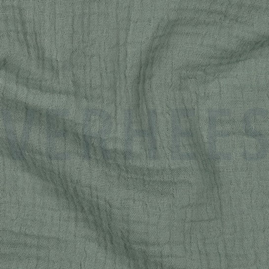 BAUMWOLLE MUSSELIN DREILAGIG GOTS ALTGRÜN #7