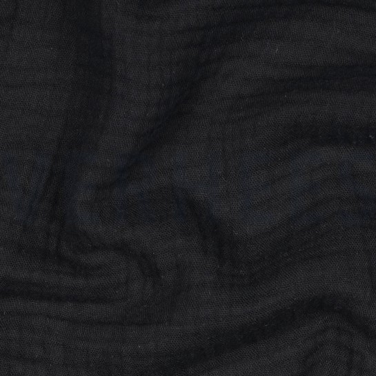 BAUMWOLLE MUSSELIN DREILAGIG GOTS SCHWARZ #7