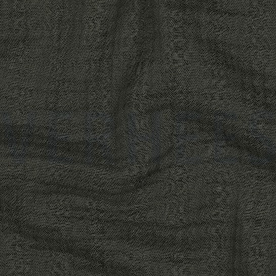 BAUMWOLLE MUSSELIN DREILAGIG GOTS DUNKELGRÜN #7