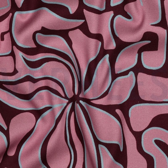 VISKOSE ROSELLA STRETCH ABSTRACT BORDEAUXROT #7