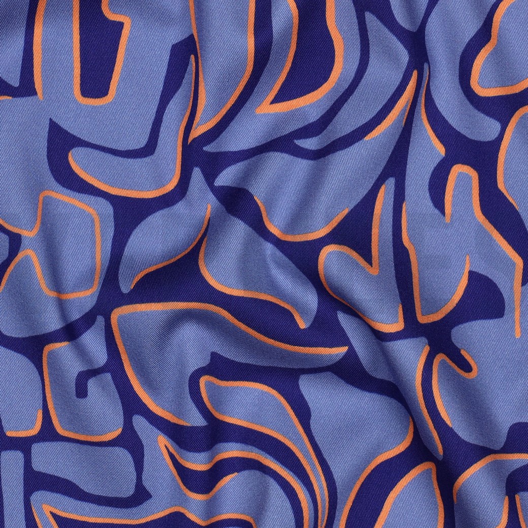 VISKOSE ROSELLA STRETCH ABSTRACT KOBALTBLAU #7