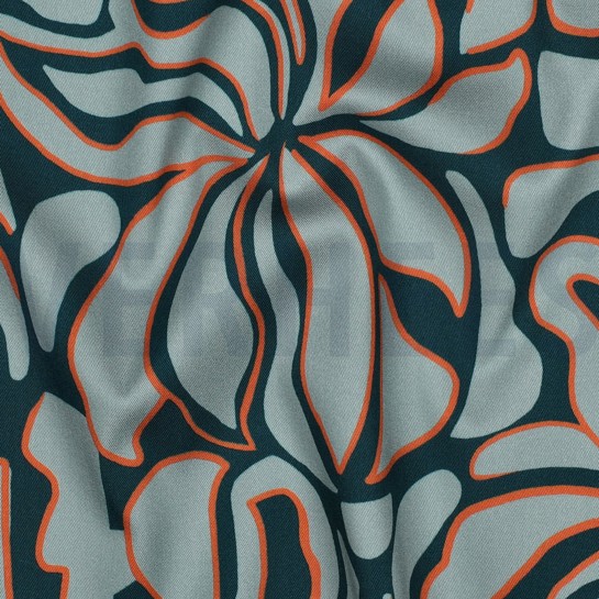 VISKOSE ROSELLA STRETCH ABSTRACT PETROL #7