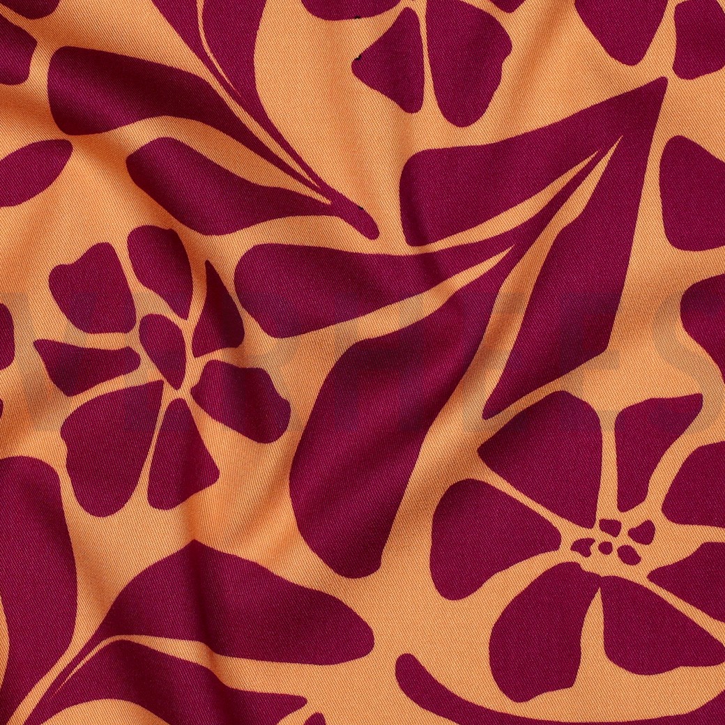 VISKOSE ROSELLA STRETCH BLUMEN ORANGE #7