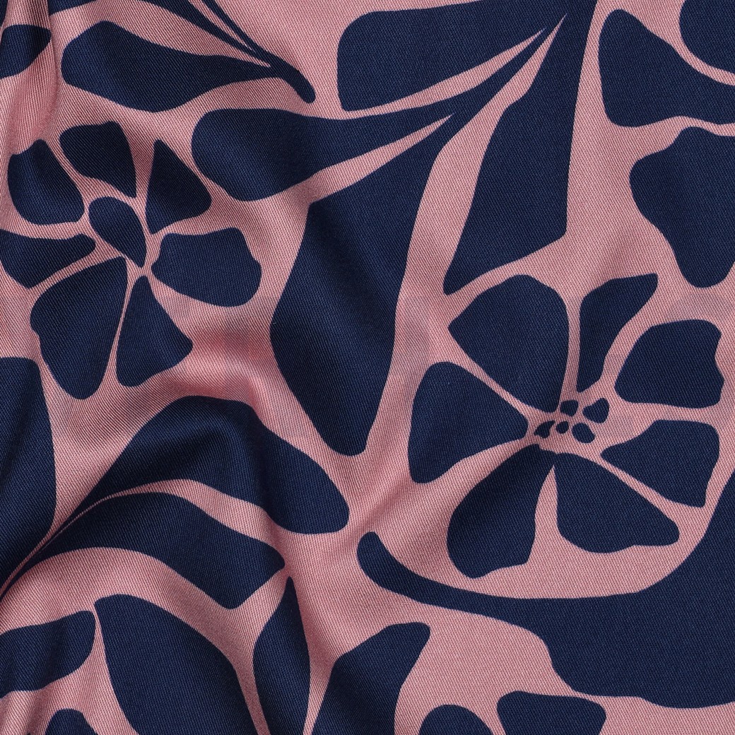 VISCOSE ROSELLA STRETCH FLEURS MAUVE #7