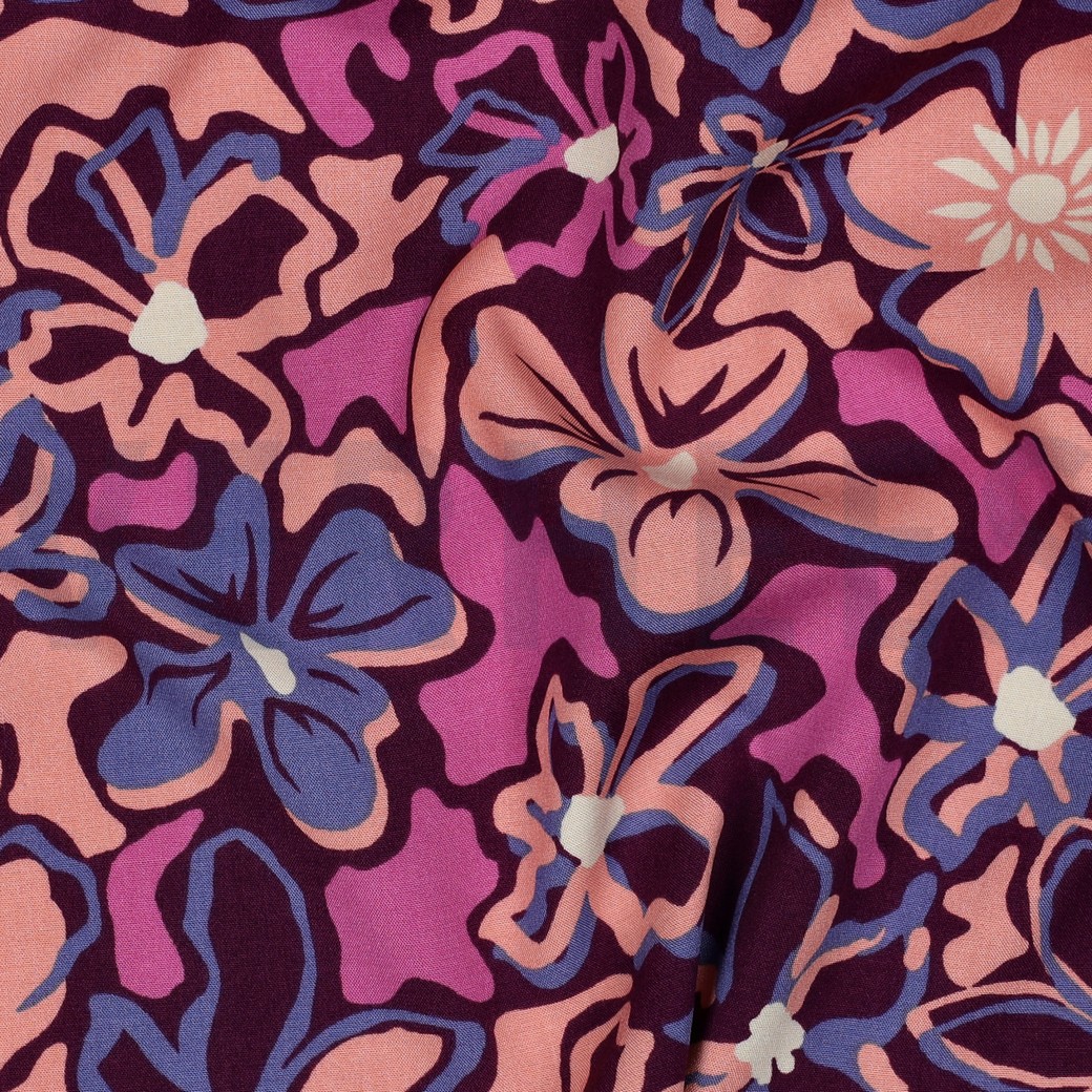 VISKOSE STRETCH BLUMEN LILA/VIOLETT #7