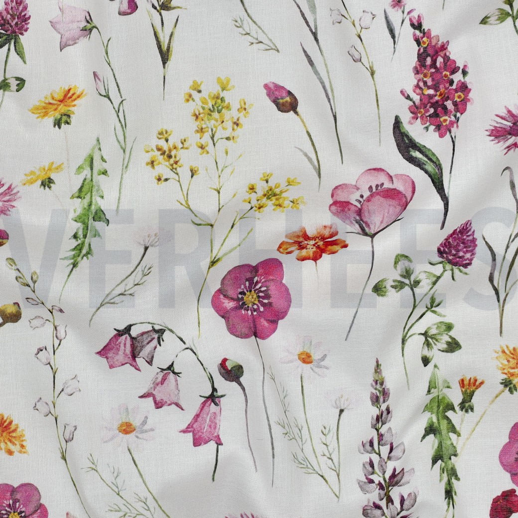 COTON VOILE DIGITAL FLEURS BLANC #7