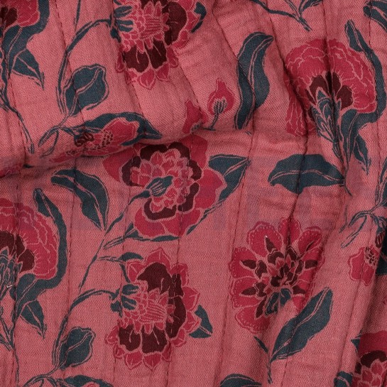 MUSSELIN GESTEPPT BLUMEN MAUVE #7