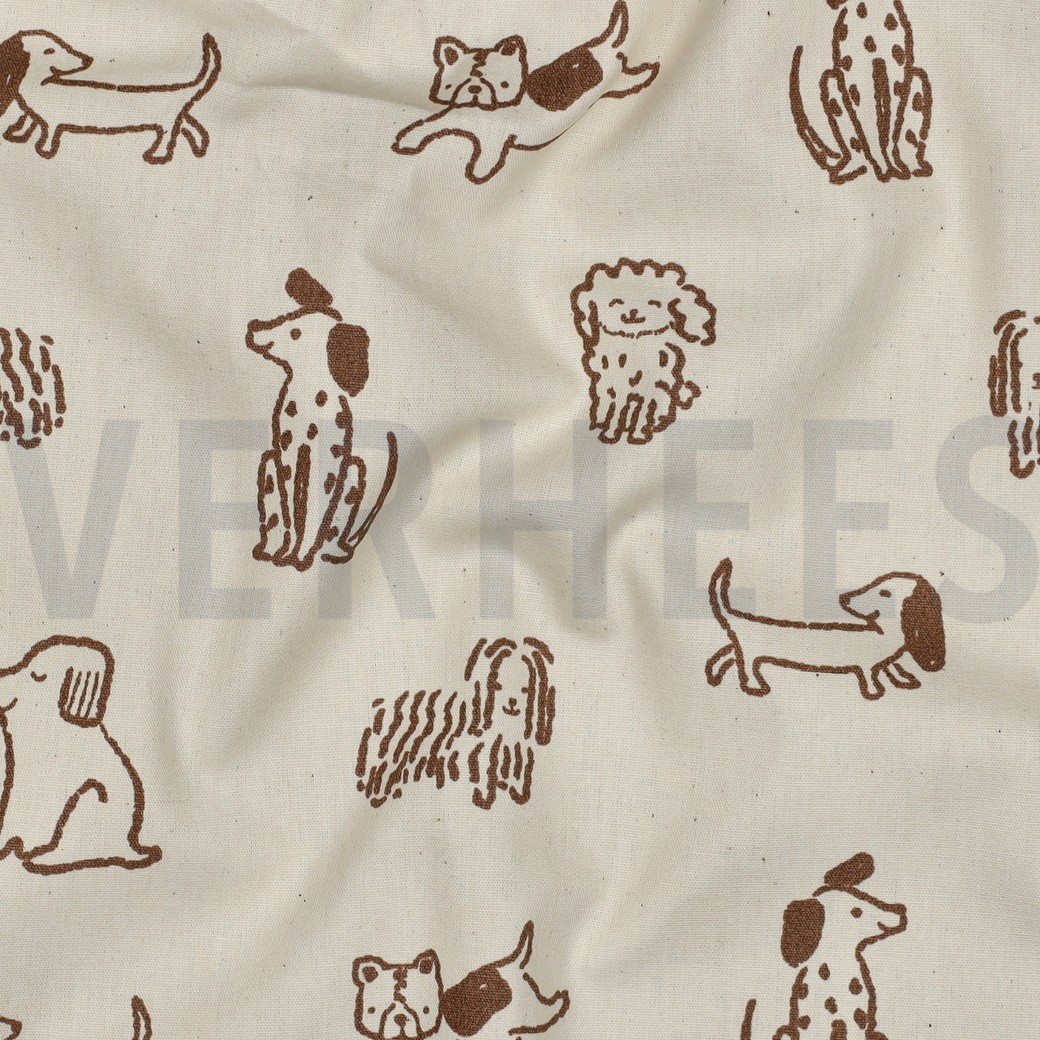 POPELINE DE COTON NATUREL GOTS CHIENS NATUREL #7