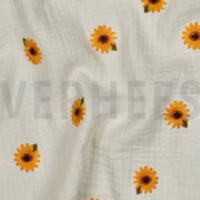 DOUBLE GAUZE EMBROIDERY SUNFLOWERS NATURAL (thumbnail) #2