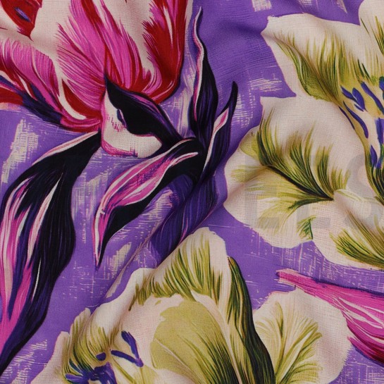 LENZING™ ECOVERO™ DIGITAL FLOWERS PURPLE #7