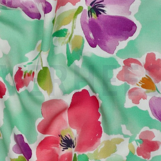 LENZING™ ECOVERO™ DIGITAL BLUMEN GRÜN #7