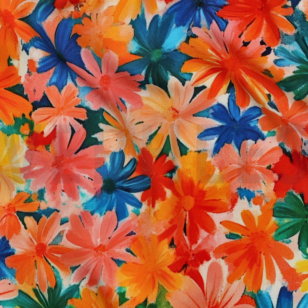 LENZING™ ECOVERO™ DIGITAL BLUMEN ORANGE #7