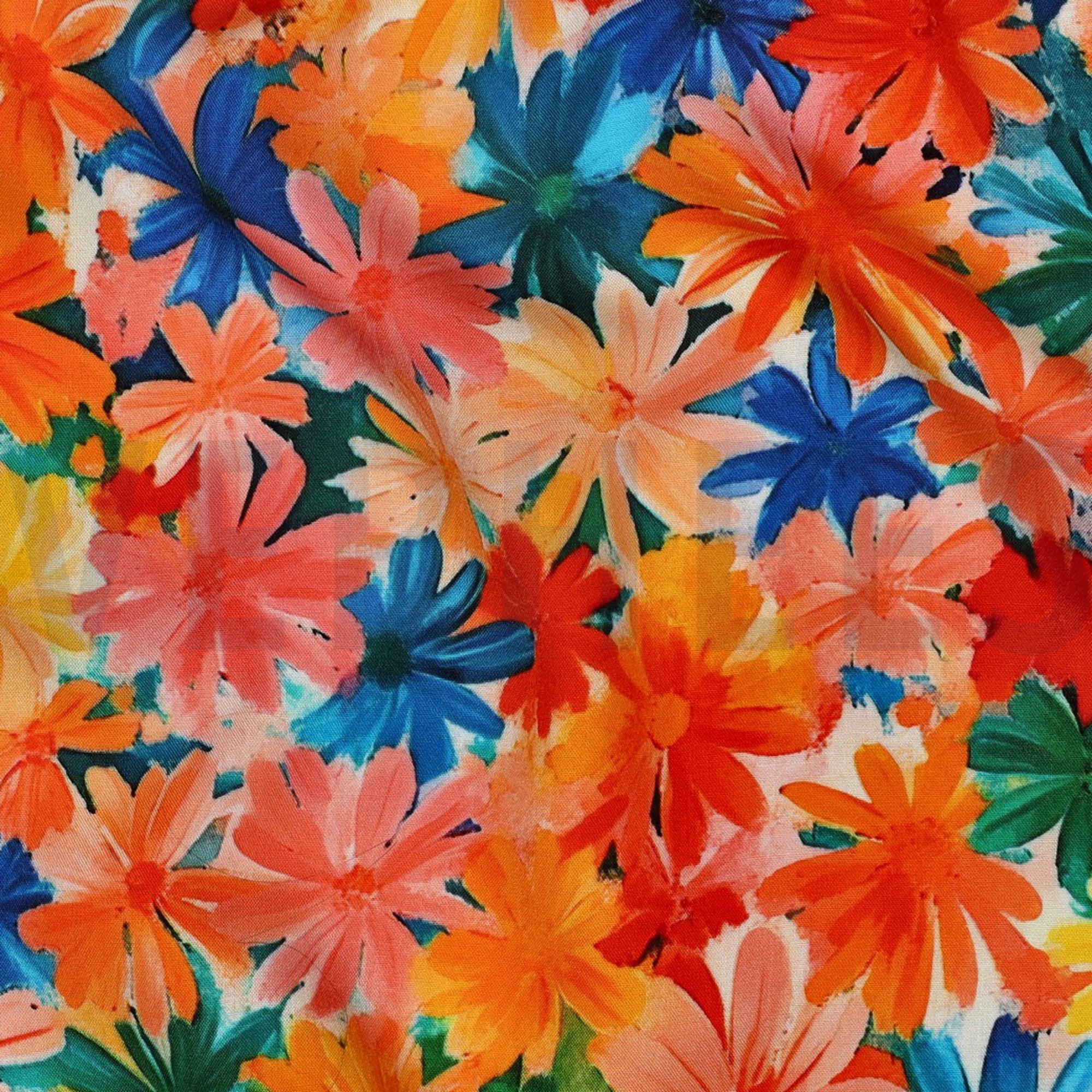 LENZING™ ECOVERO™ DIGITAL FLEURS ORANGE (high resolution) #2