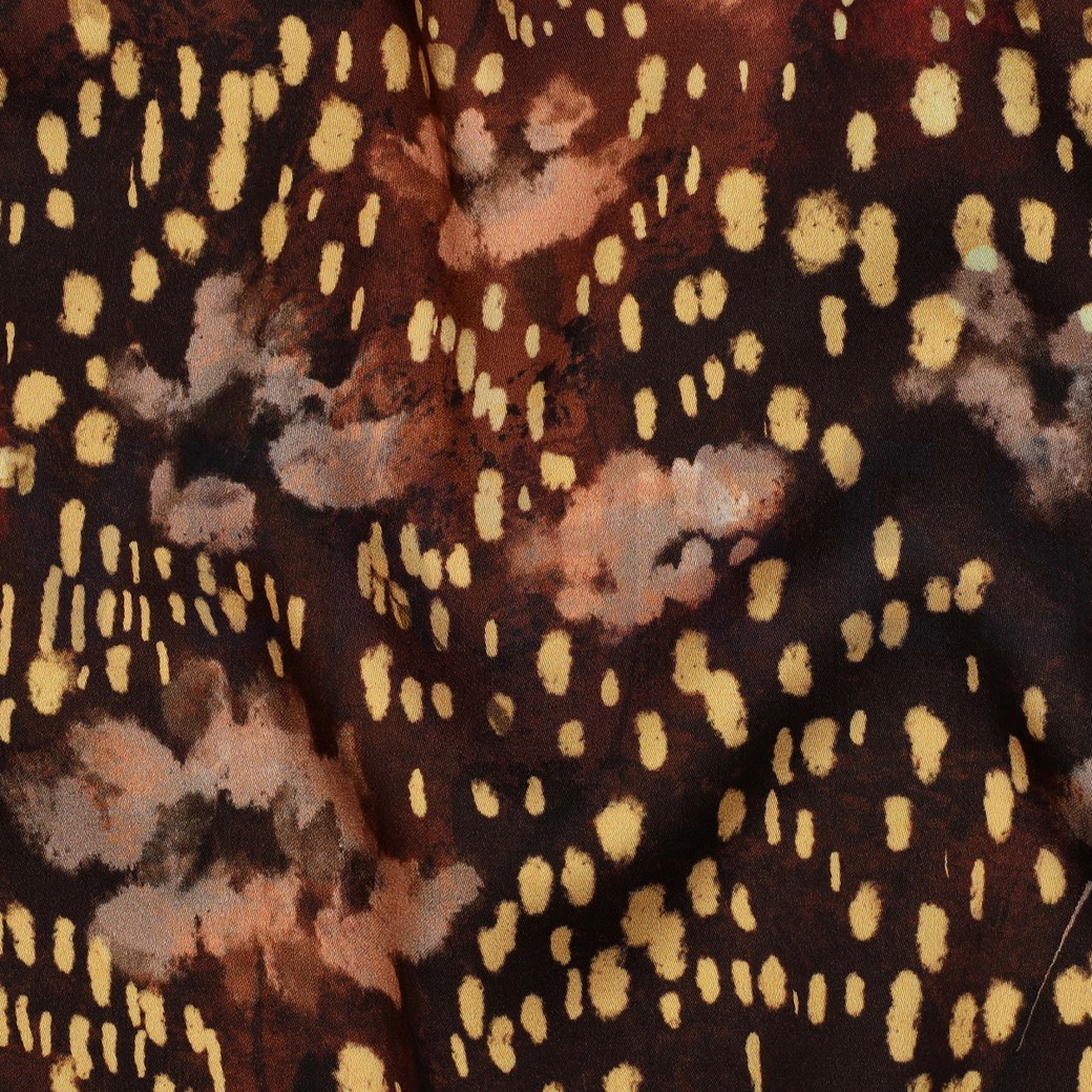 VISCOSE SATIN DIGITAL ABSTRACT BRUN #7