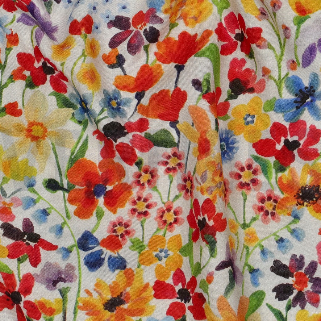 VISCOSE RADIANCE DIGITAL FLEURS JAUNE #7