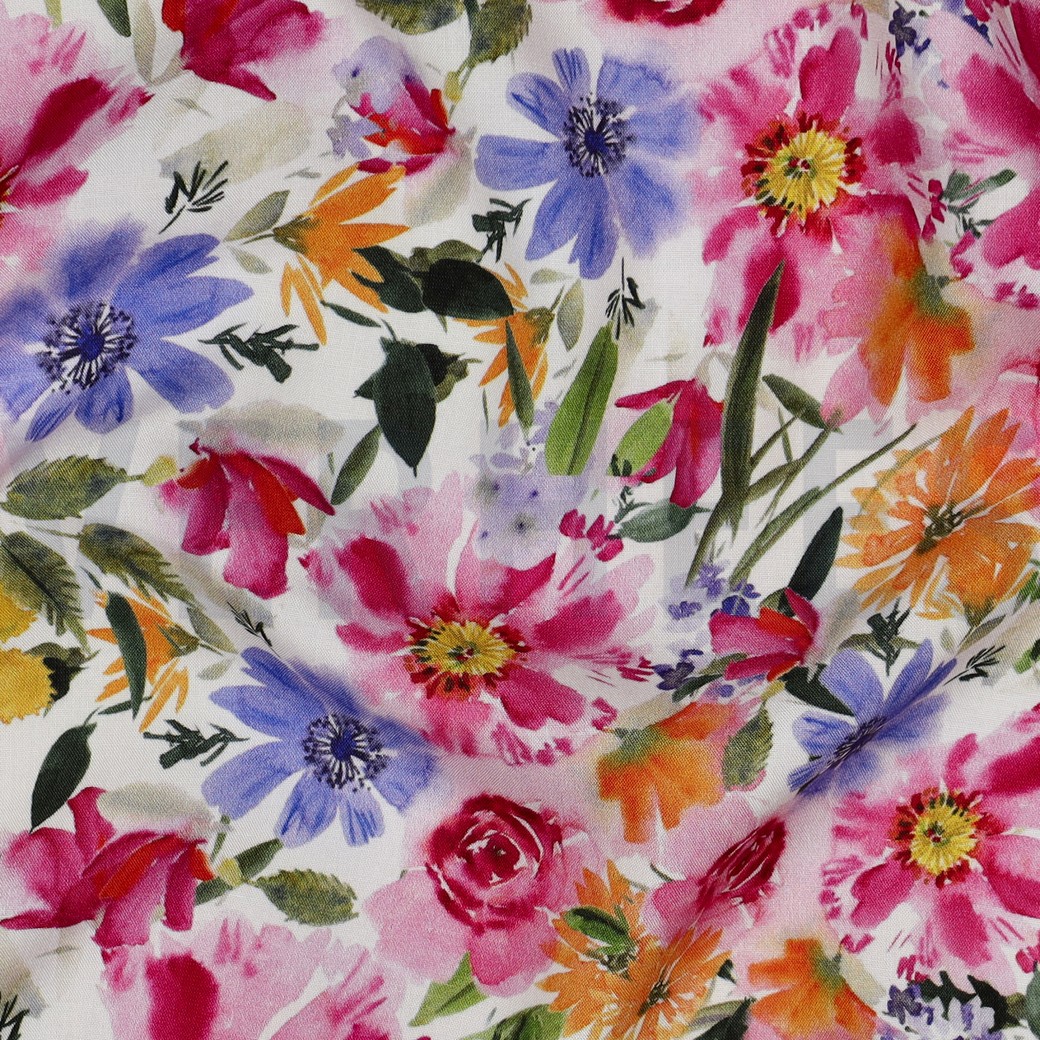 VISCOSE RADIANCE DIGITAAL BLOEMEN ROZE #7