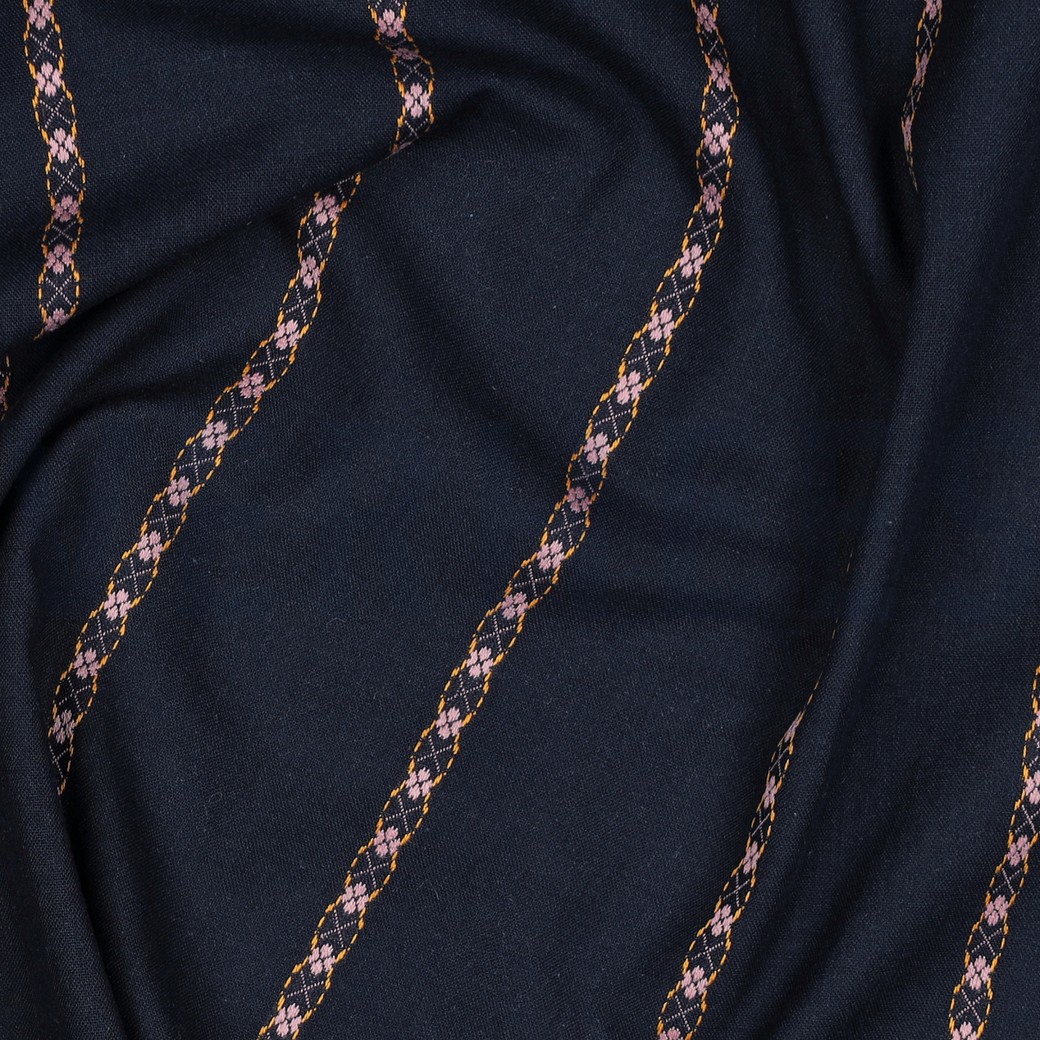 COTON JACQUARD DOBBY BLEU MARINE #7