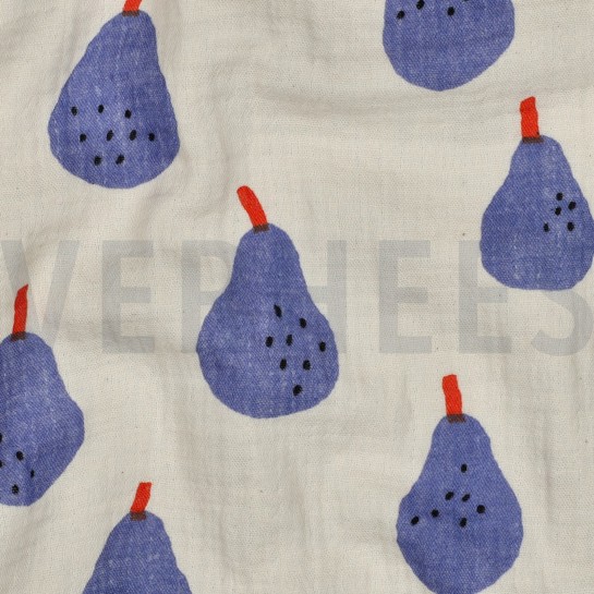 DOUBLE GAUZE GOTS PEREN JENNIFER BOURON NATUREL/BLAUW #7