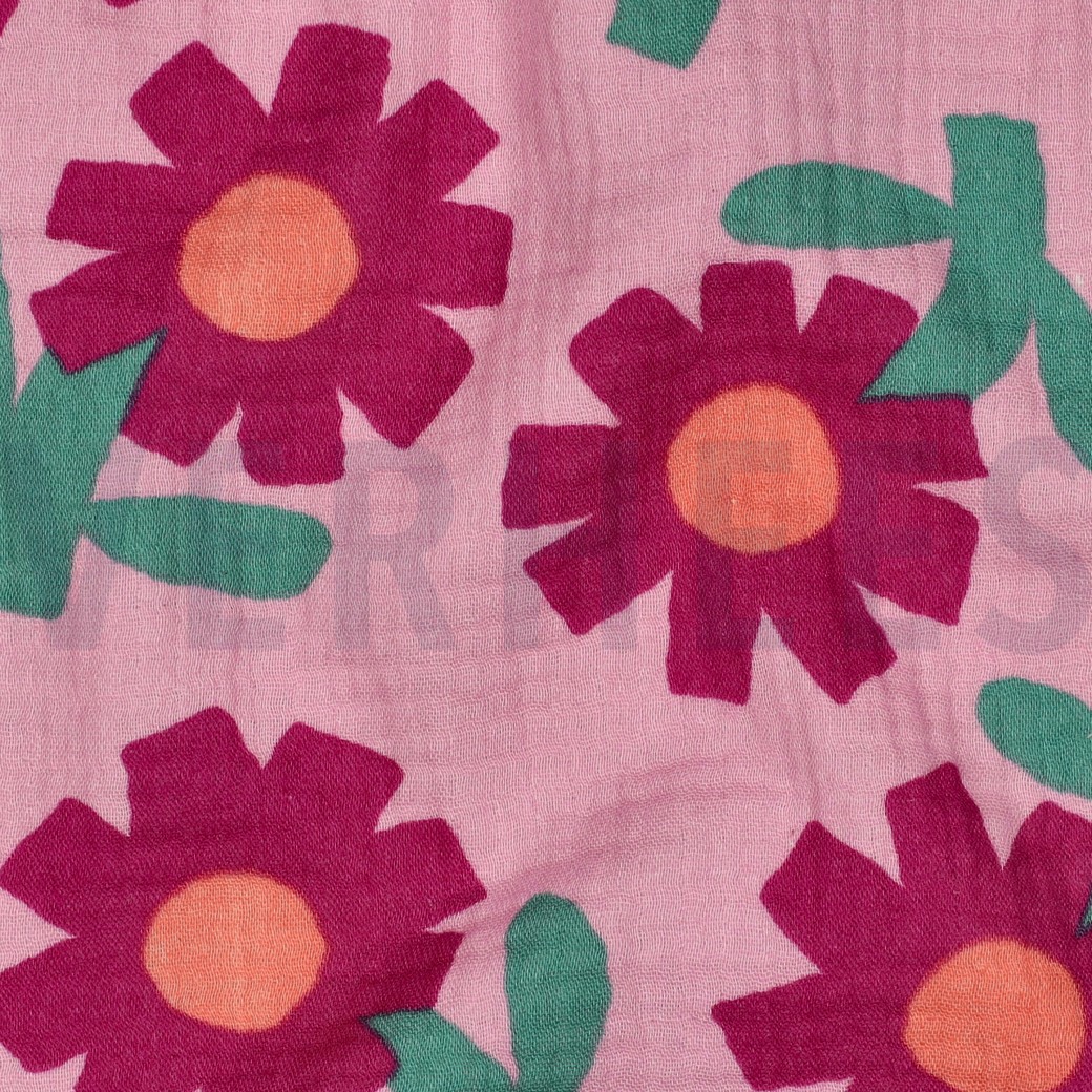 MUSSELIN GOTS BLUMEN JENNIFER BOURON ROSA #7