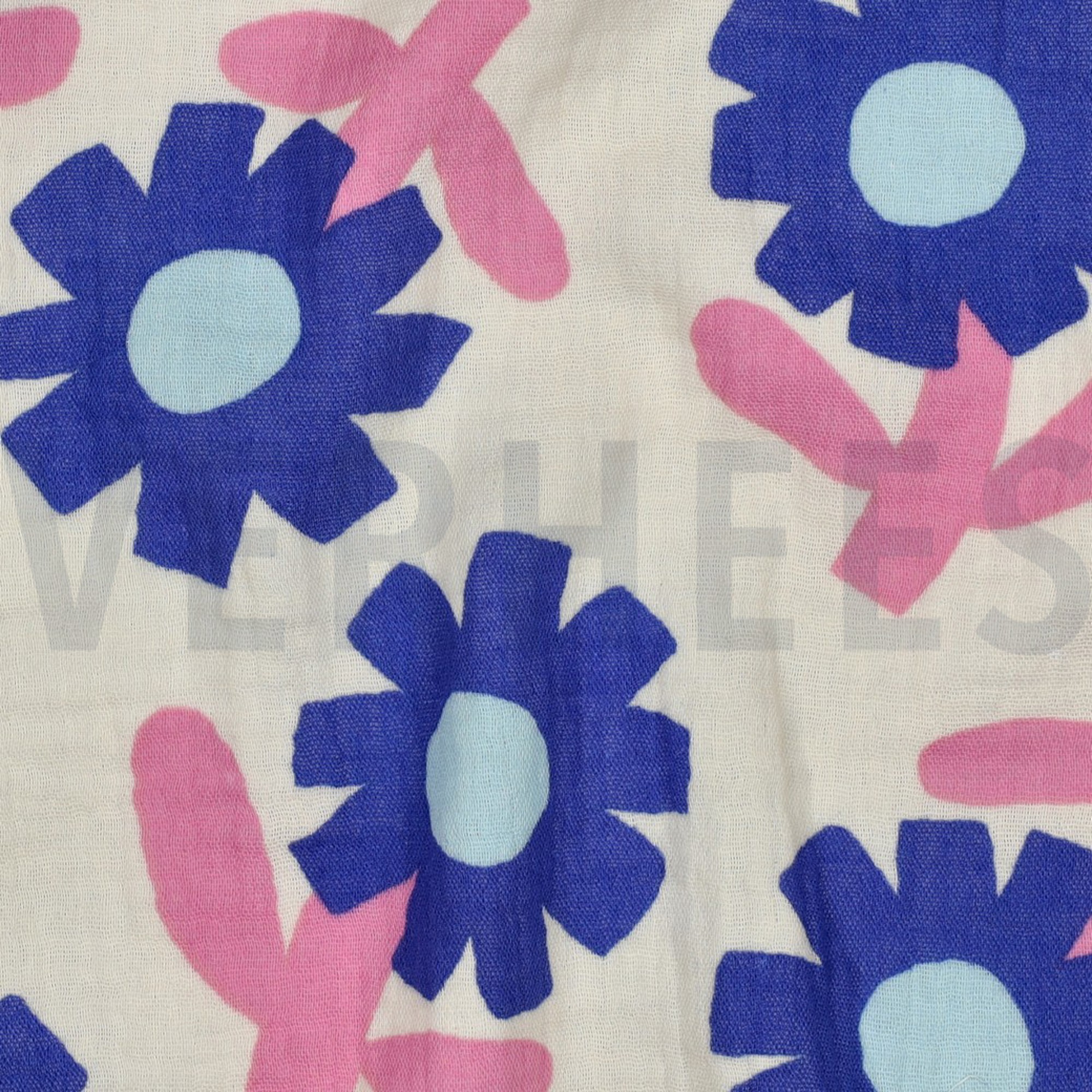 DOUBLE GAUZE GOTS BLOEMEN JENNIFER BOURON NATUREL/BLAUW (high resolution) #2