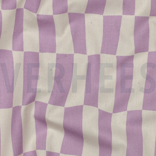 BAUMWOLLE POPELINE GOTS KAROS JENNIFER BOURON NATUR/LAVENDEL #7