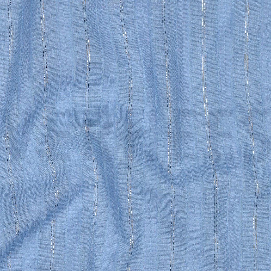 COTON VOILE LUREX RAYURES BLEU CLAIR #7