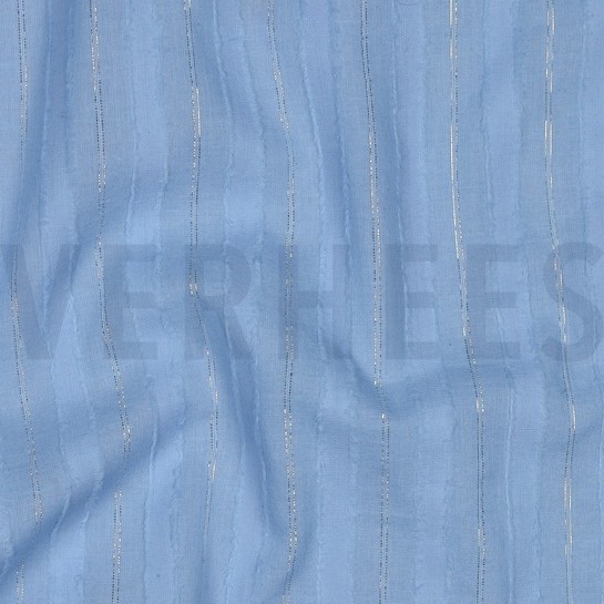BAUMWOLLE VOILE LUREX STREIFEN HELLBLAU #7