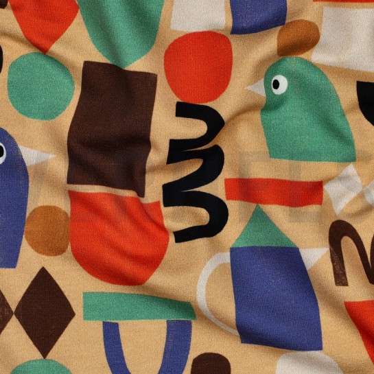 FRENCH TERRY GOTS DIGITAL GRAFISCHE FORMEN JENNIFER BOURON SAND #7