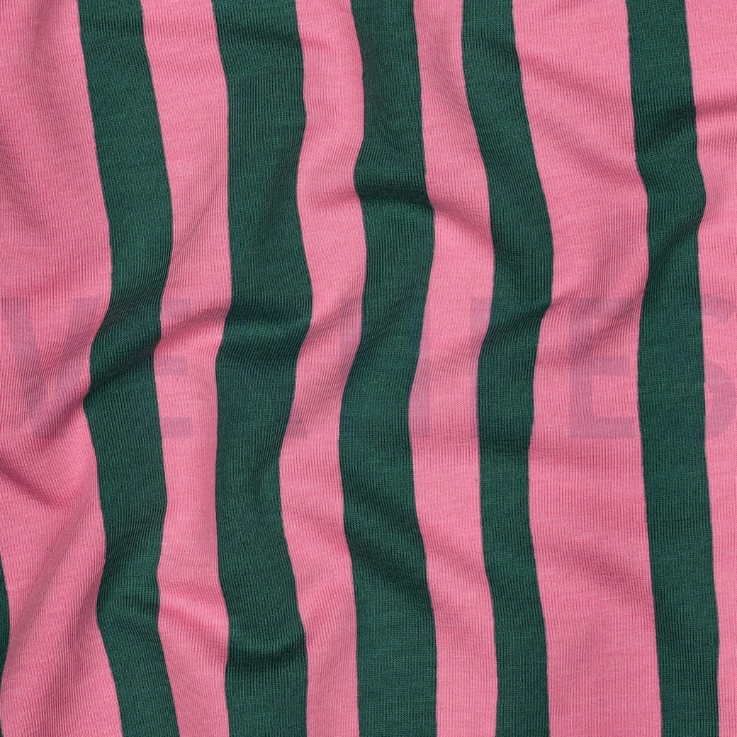 FRENCH TERRY GOTS STRIPES JENNIFER BOURON GREEN/PINK #7