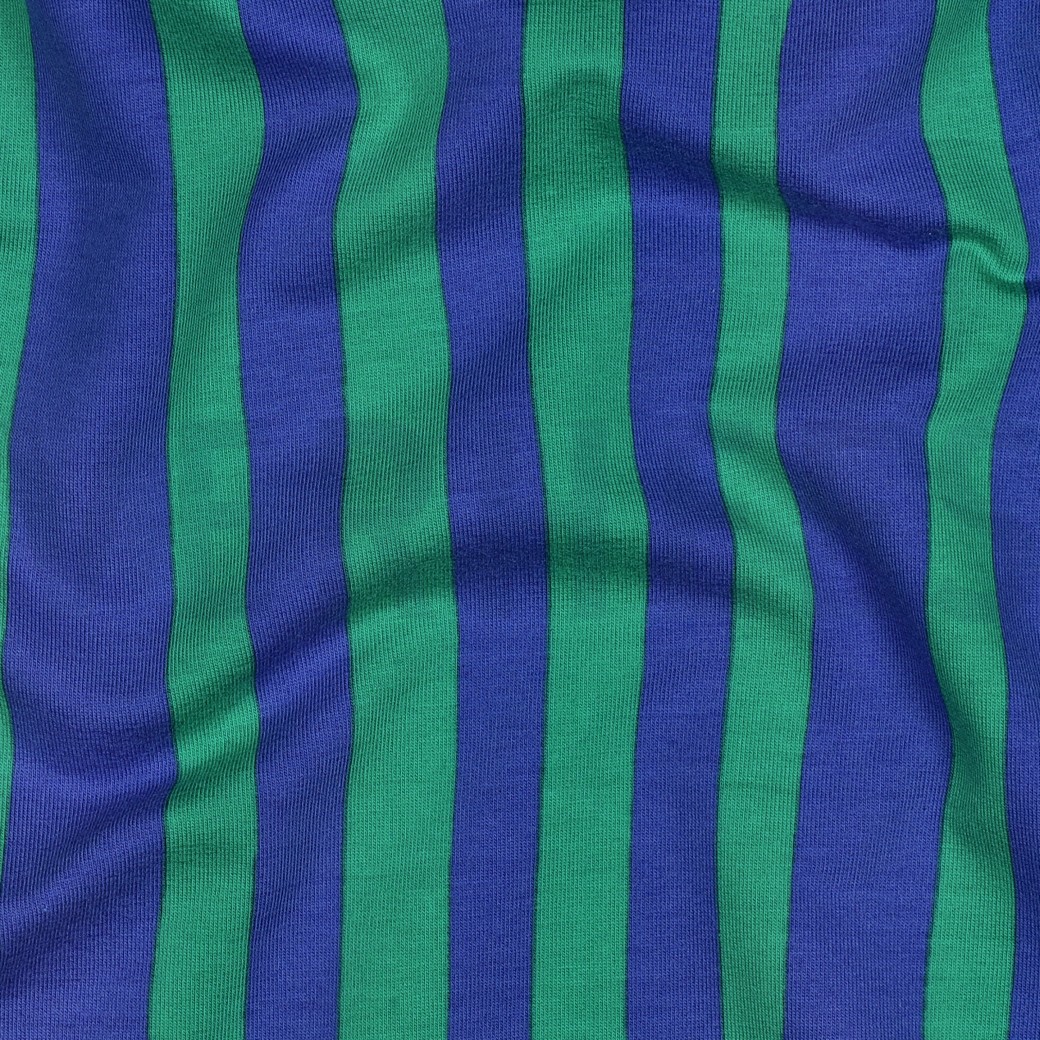FRENCH TERRY GOTS STRIPES JENNIFER BOURON BLUE/GREEN #7