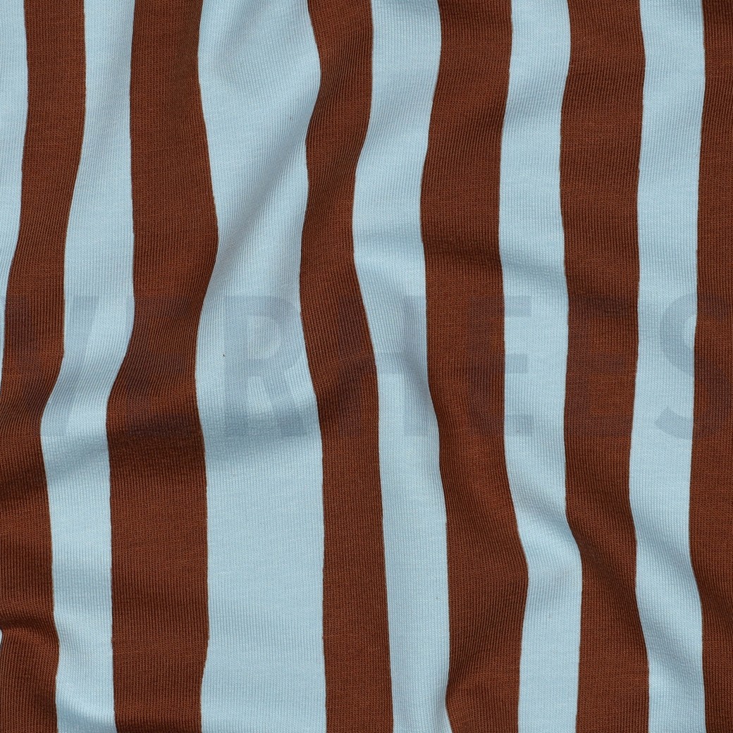 FRENCH TERRY GOTS STRIPES JENNIFER BOURON LIGHT BLUE/BROWN #7